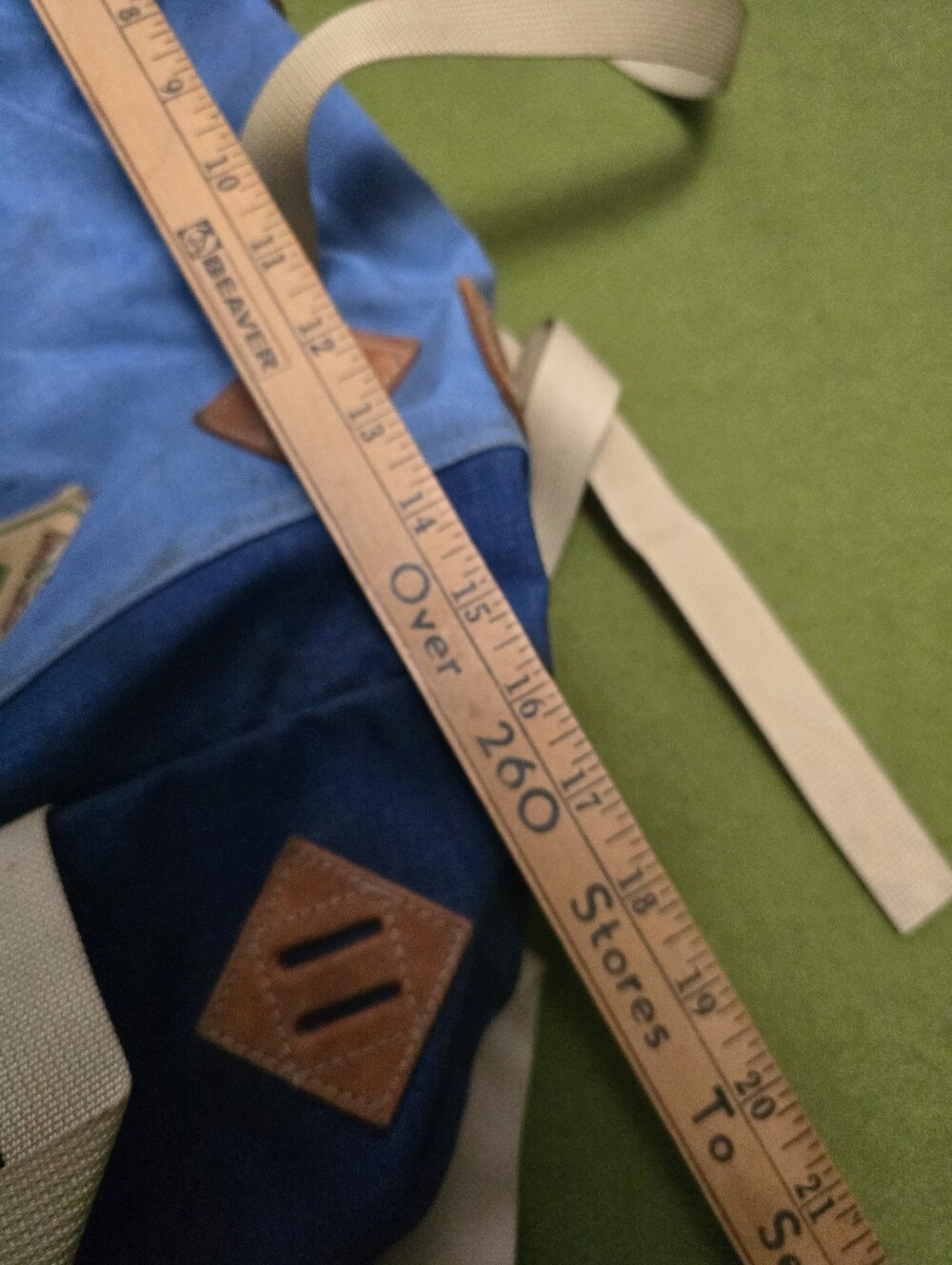 Vintage Outbound blue nylon backpack with tan leather details and a distinctive - Picture 5 of 6